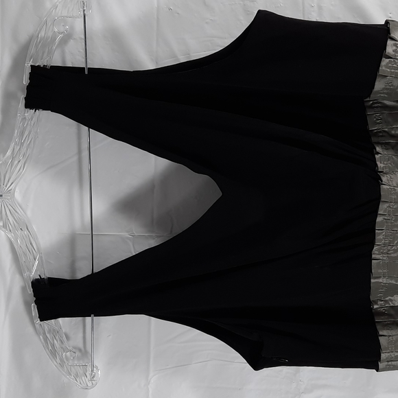 MAX and CLEO Black/ GRAY STRAPPY RUFFLED HEM TAFFETA COCTAIL  DRESS SZ 14 - Picture 7 of 10